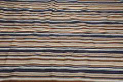 8x10 Tan, Blue, White Color Hand Woven Striped 100% Wool Dhurrie Oriental Rug
