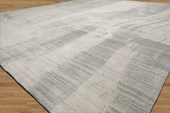 8x10 Ivory, Gray, Beige Color Hand Loomed Sherpa Wool and Silk Modern Oriental Rug