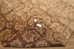 8x10 Brown, Light Gold, Color Hand Knotted Tibetan Wool Transitional Oriental Rug