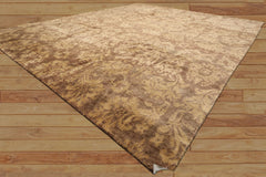 8x10 Brown, Light Gold, Color Hand Knotted Tibetan Wool Transitional Oriental Rug