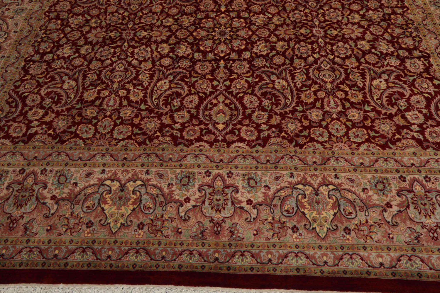9x12 Red, Beige, Rose Color Hand Knotted All-Over 100% Wool Traditional Oriental Rug