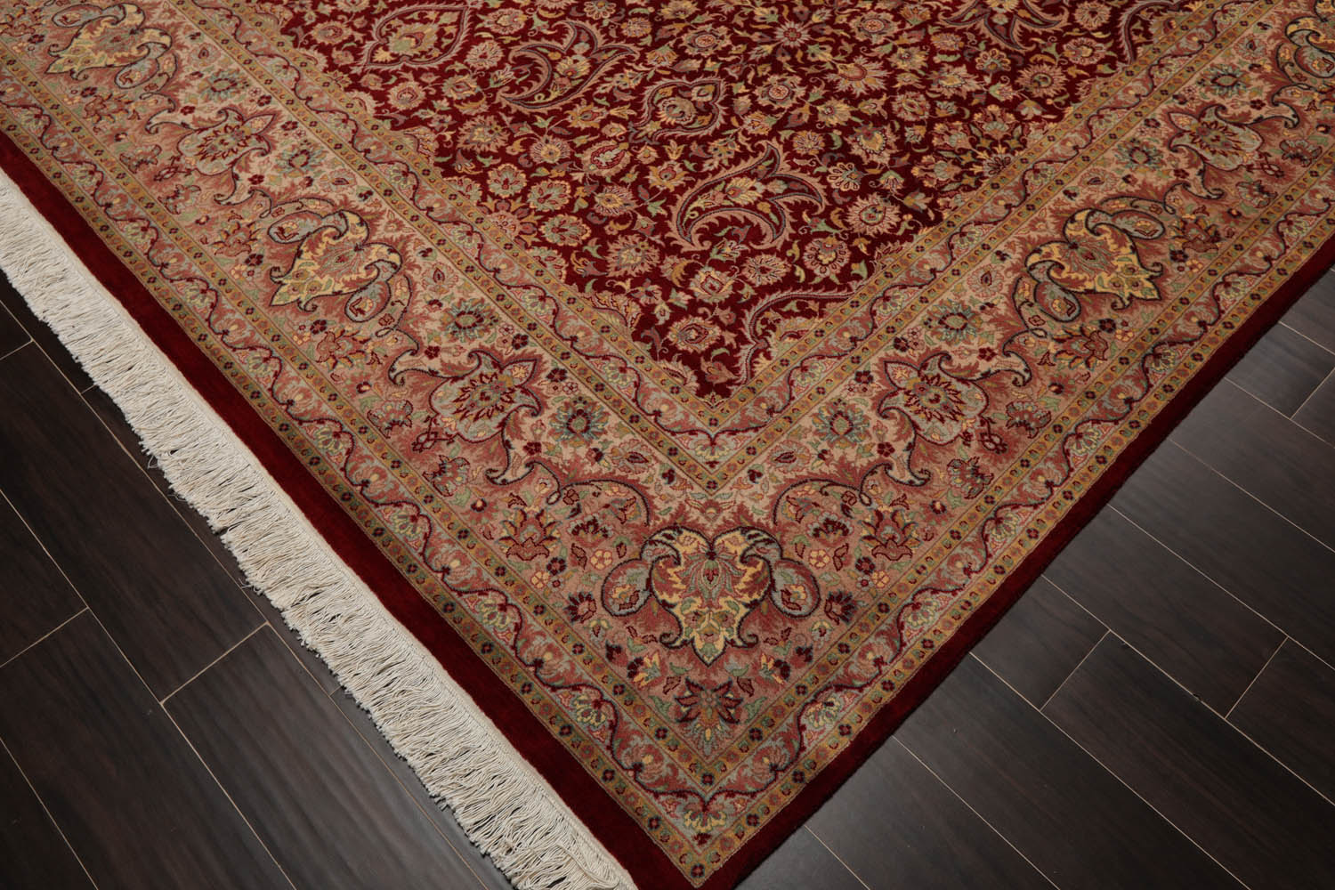 9x12 Red, Beige, Rose Color Hand Knotted All-Over 100% Wool Traditional Oriental Rug