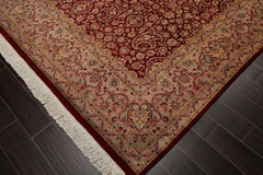 9x12 Red, Beige, Rose Color Hand Knotted All-Over 100% Wool Traditional Oriental Rug