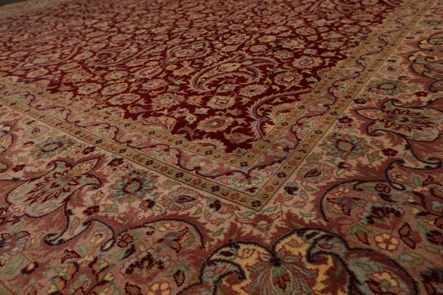 9x12 Red, Beige, Rose Color Hand Knotted All-Over 100% Wool Traditional Oriental Rug