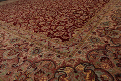 9x12 Red, Beige, Rose Color Hand Knotted All-Over 100% Wool Traditional Oriental Rug