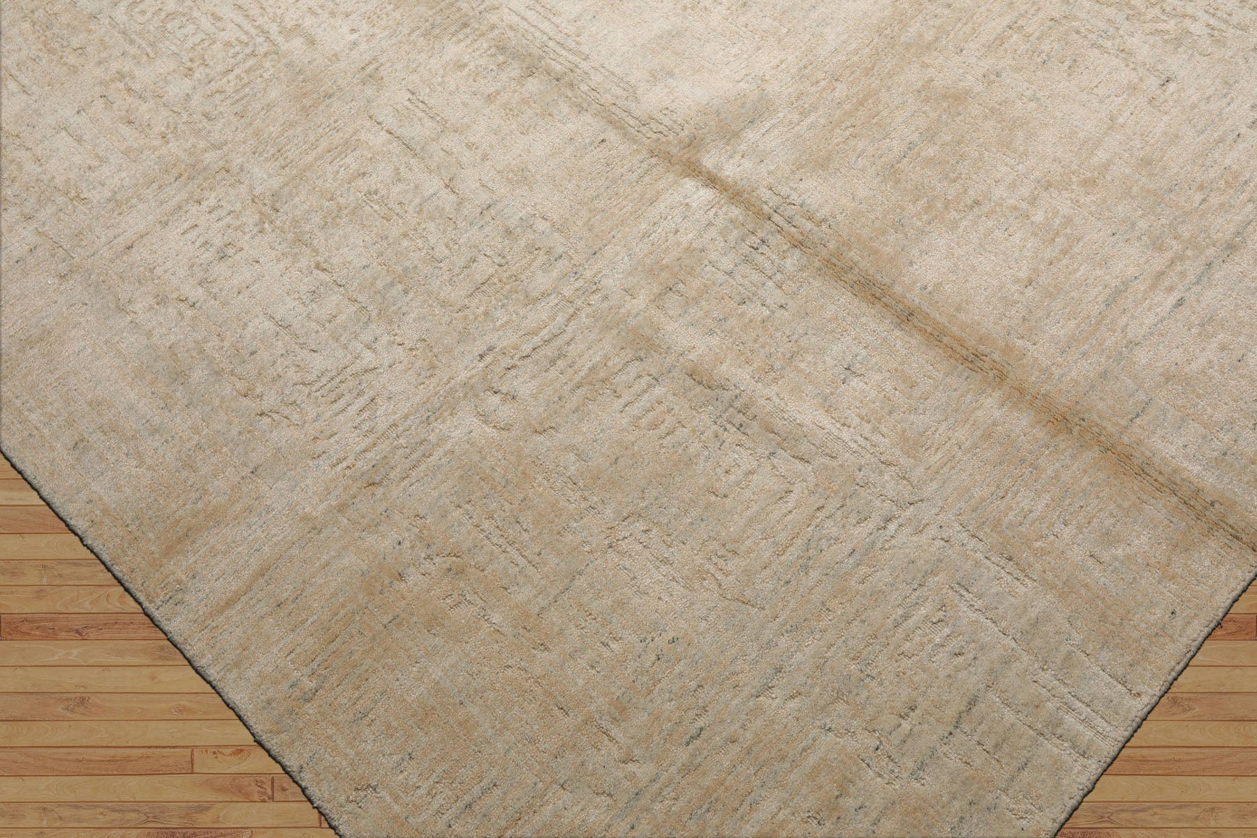 8x10 Beige, Gray, Muted Earth Tones Color Hand Loomed Sherpa Wool and Silk Modern Oriental Rug