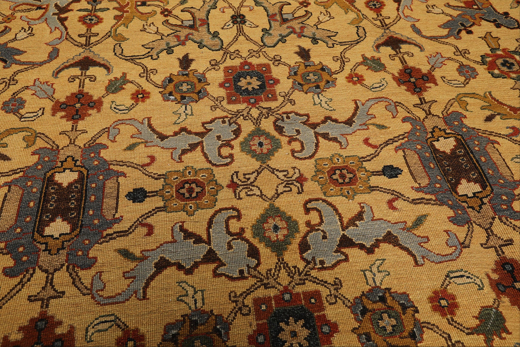 8x10 Gold, Blue, Tan Color Hand Knotted Soumak Wool Traditional Oriental Rug
