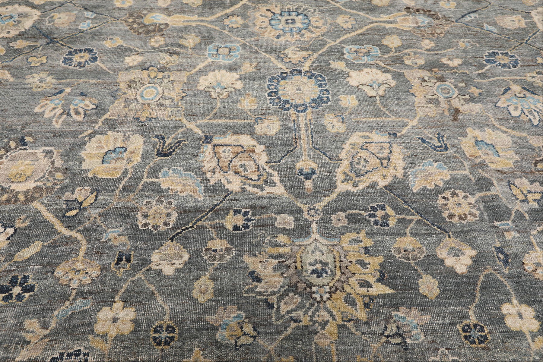 8x10 Slate, Blue, Gray Color Hand Knotted Oushak Wool Traditional Oriental Rug
