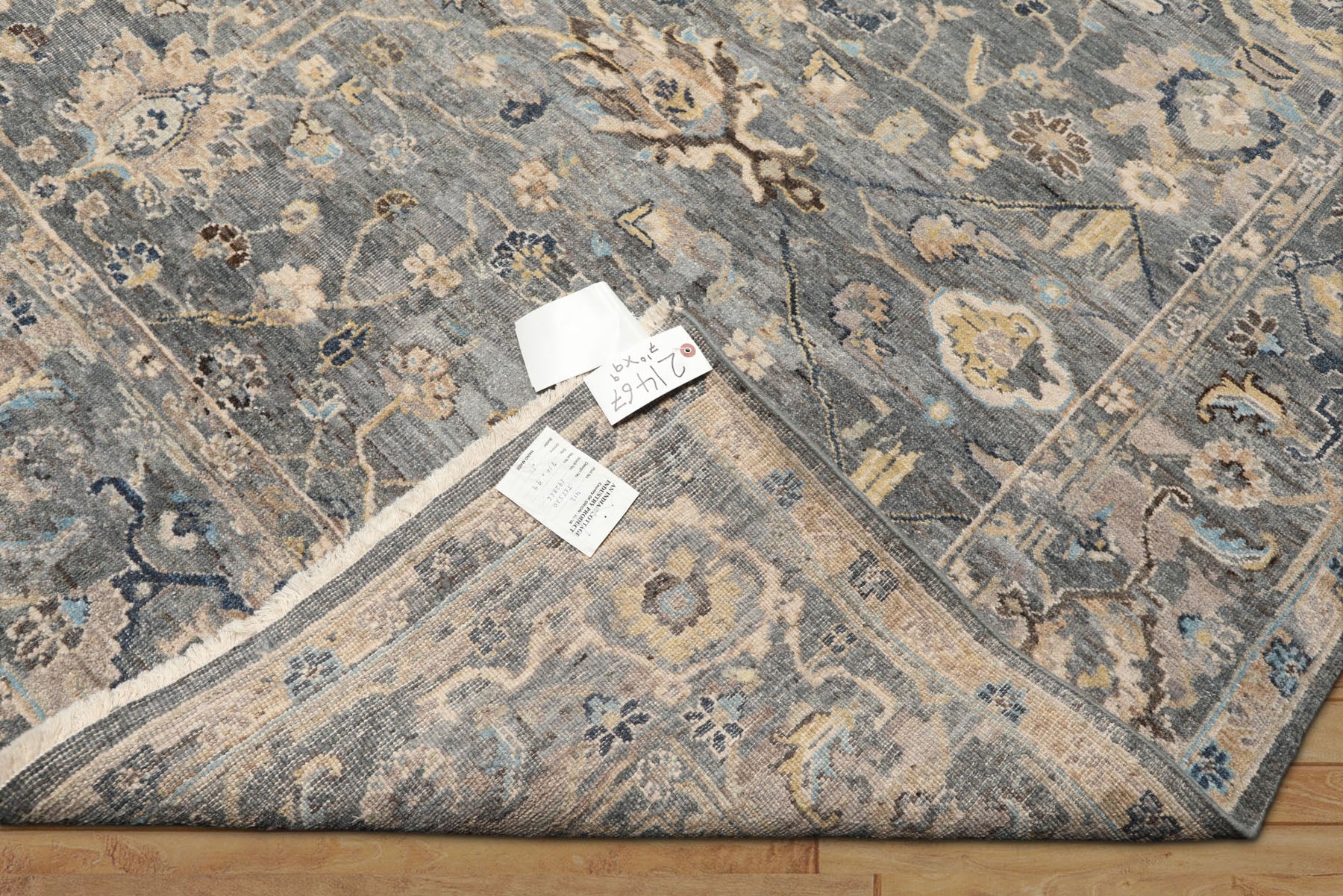 8x10 Slate, Blue, Gray Color Hand Knotted Oushak Wool Traditional Oriental Rug