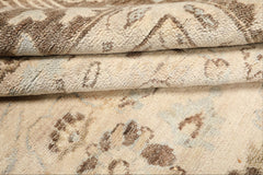 8x10 Beige, Mocha, Aqua Color Hand Knotted Oushak Wool Traditional Oriental Rug