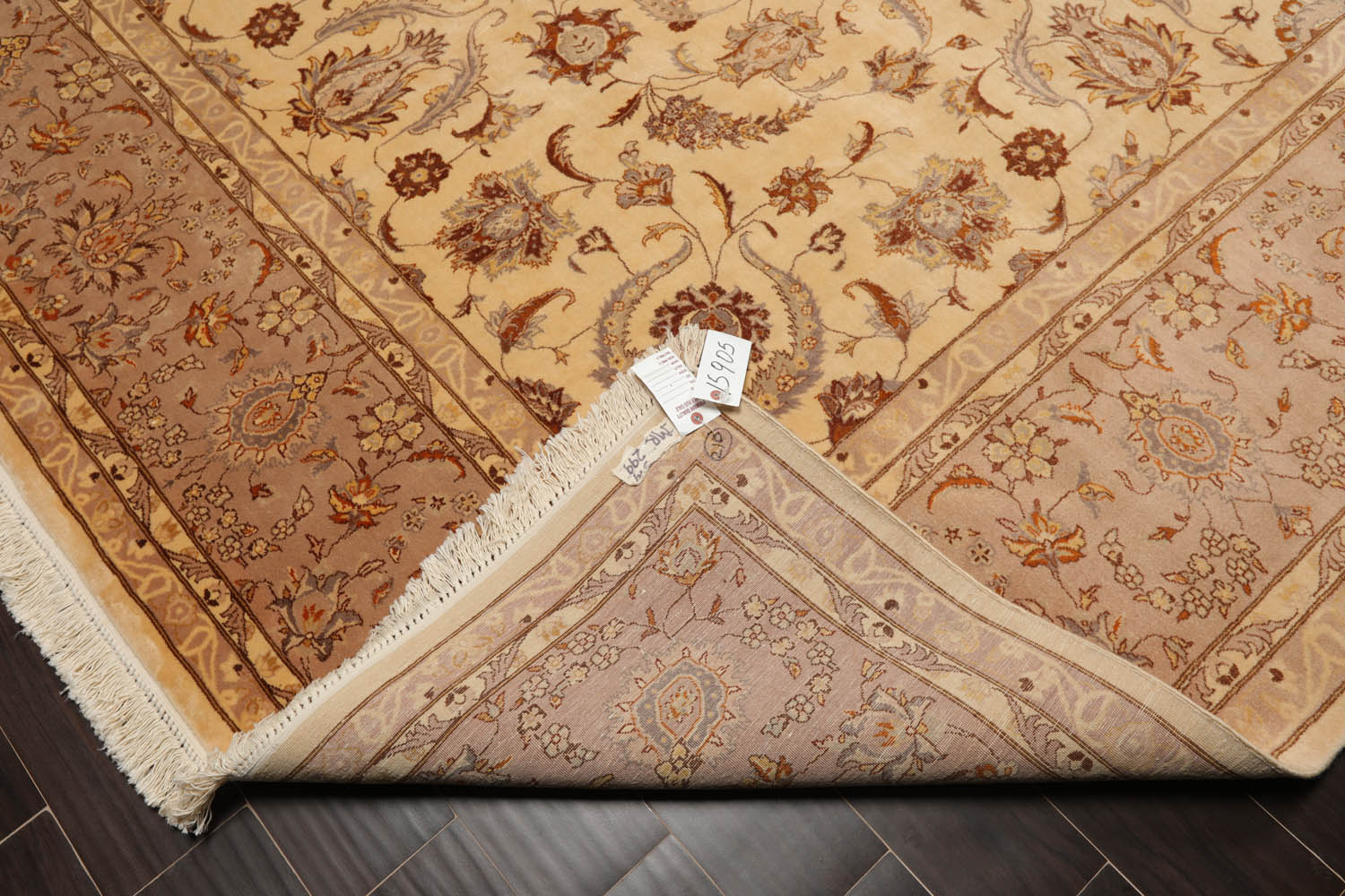 9x12 Ivory, Taupe, Brown Color Hand Knotted All-Over 100% Wool Traditional Oriental Rug
