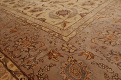9x12 Ivory, Taupe, Brown Color Hand Knotted All-Over 100% Wool Traditional Oriental Rug