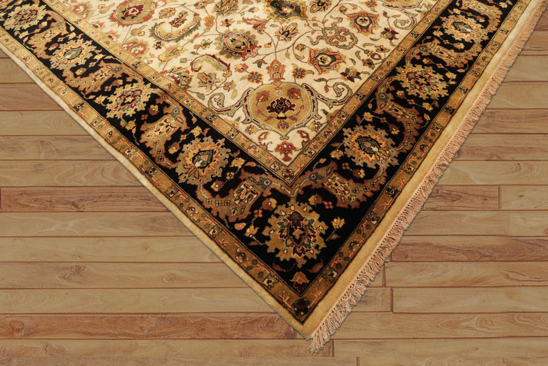 6x9 Beige, Black, Rust Color Hand Knotted Agra New Zealand Wool Traditional Oriental Rug