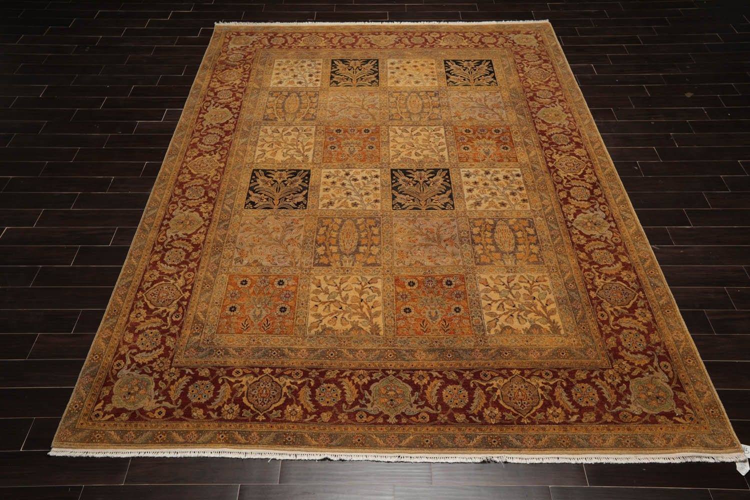 9x12 Beige, Gray, Burnt Orange Color Hand Knotted All-Over 100% Wool Traditional Oriental Rug