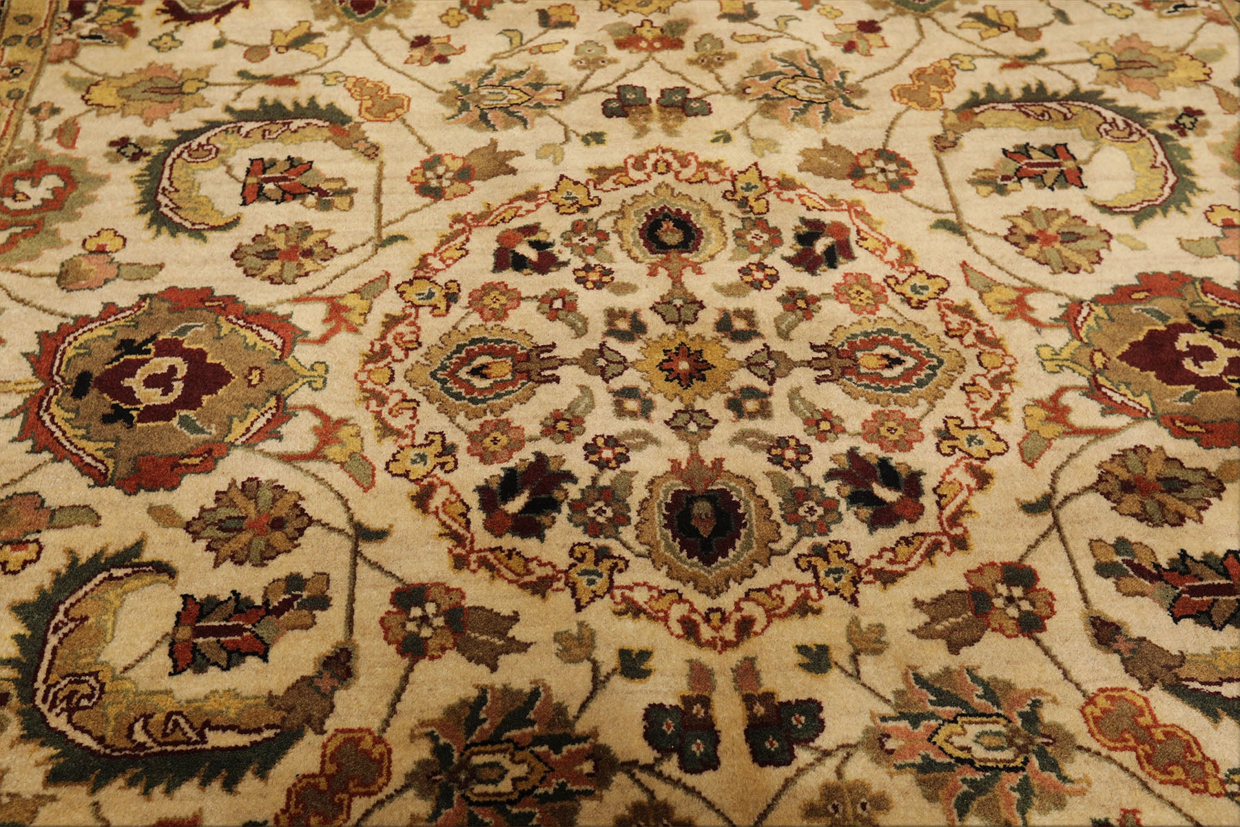 6x9 Beige, Black, Rust Color Hand Knotted Agra New Zealand Wool Traditional Oriental Rug