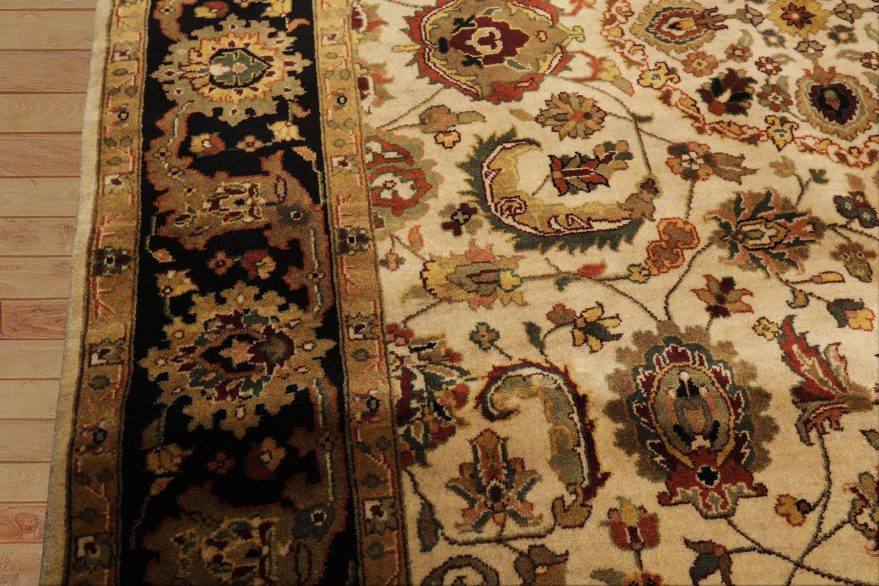 6x9 Beige, Black, Rust Color Hand Knotted Agra New Zealand Wool Traditional Oriental Rug