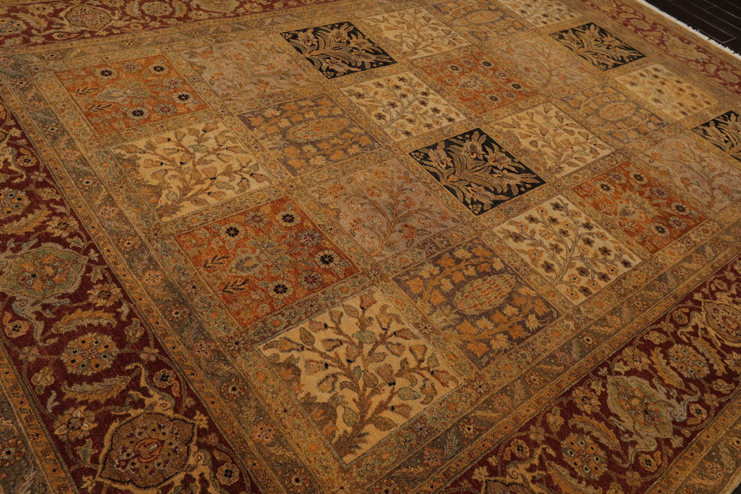 9x12 Beige, Gray, Burnt Orange Color Hand Knotted All-Over 100% Wool Traditional Oriental Rug