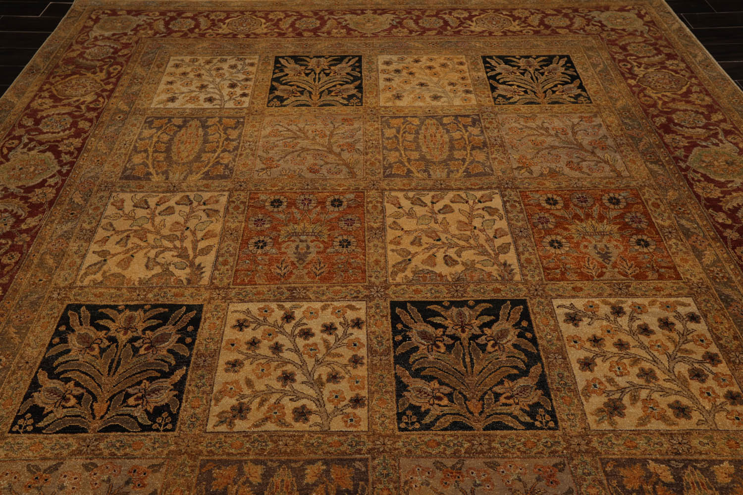 9x12 Beige, Gray, Burnt Orange Color Hand Knotted All-Over 100% Wool Traditional Oriental Rug