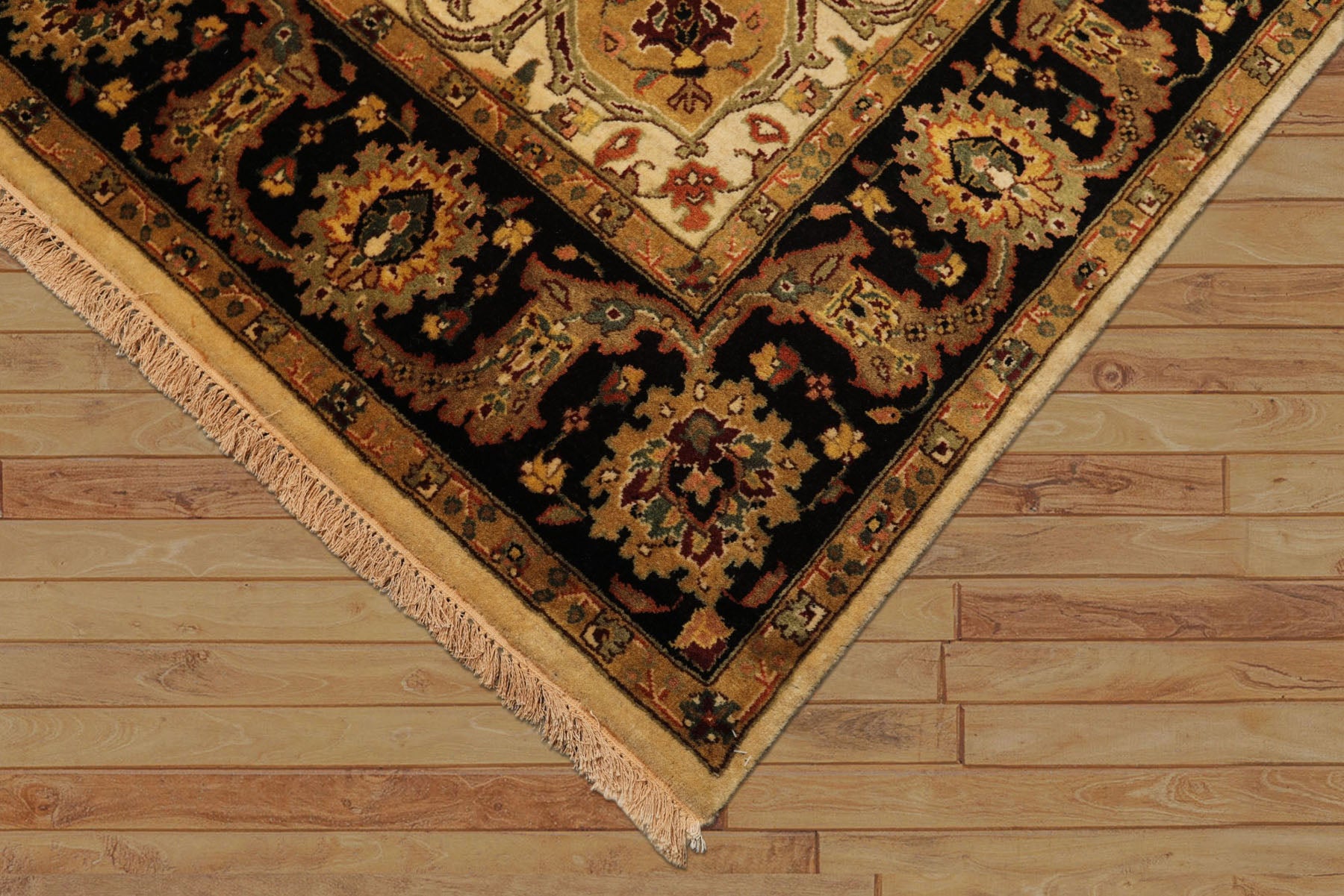 6x9 Beige, Black, Rust Color Hand Knotted Agra New Zealand Wool Traditional Oriental Rug