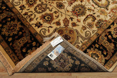 6x9 Beige, Black, Rust Color Hand Knotted Agra New Zealand Wool Traditional Oriental Rug
