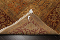9x12 Beige, Gray, Burnt Orange Color Hand Knotted All-Over 100% Wool Traditional Oriental Rug