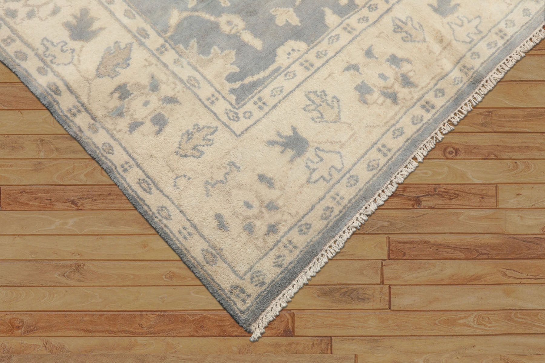 8x10 Slate, Blue, Ivory Color Hand Knotted Oushak Wool Traditional Oriental Rug