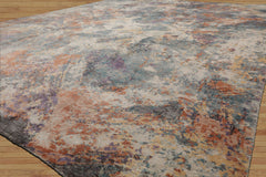 8x10 Beige, Slate, Tan Color Hand Knotted Sherpa Wool and Silk Modern Oriental Rug
