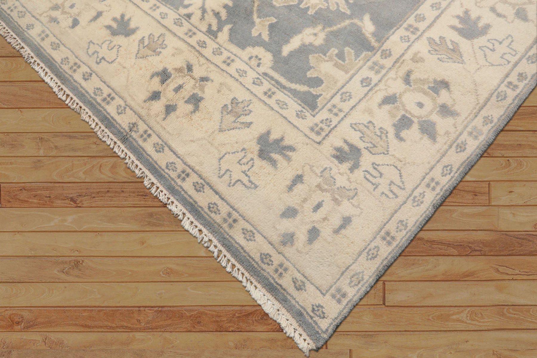 8x10 Slate, Blue, Ivory Color Hand Knotted Oushak Wool Traditional Oriental Rug