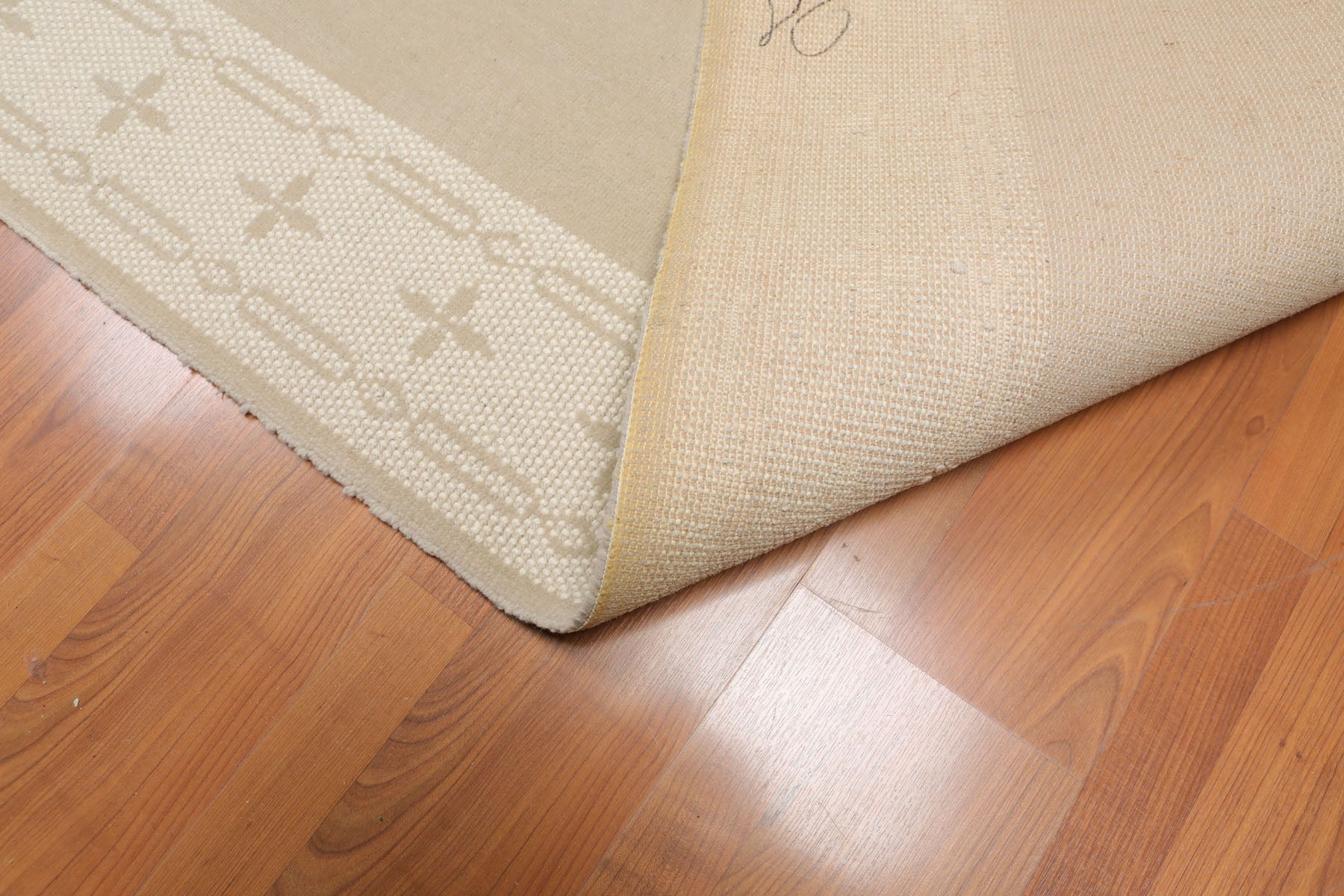 Runner Taupe, Beige, Color Machine Made All-Over 100% Wool Art Deco Style Oriental Rug