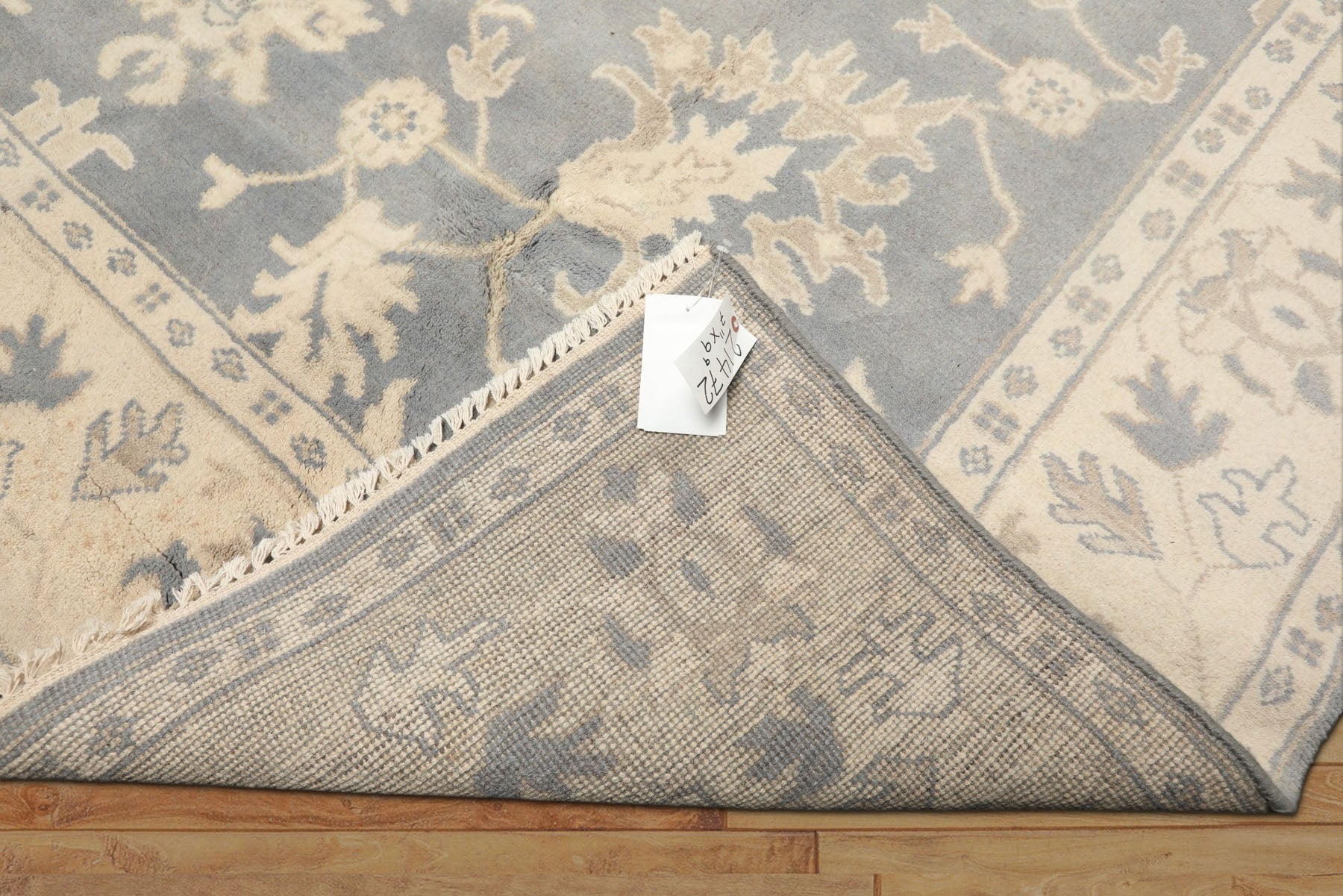 8x10 Slate, Blue, Ivory Color Hand Knotted Oushak Wool Traditional Oriental Rug