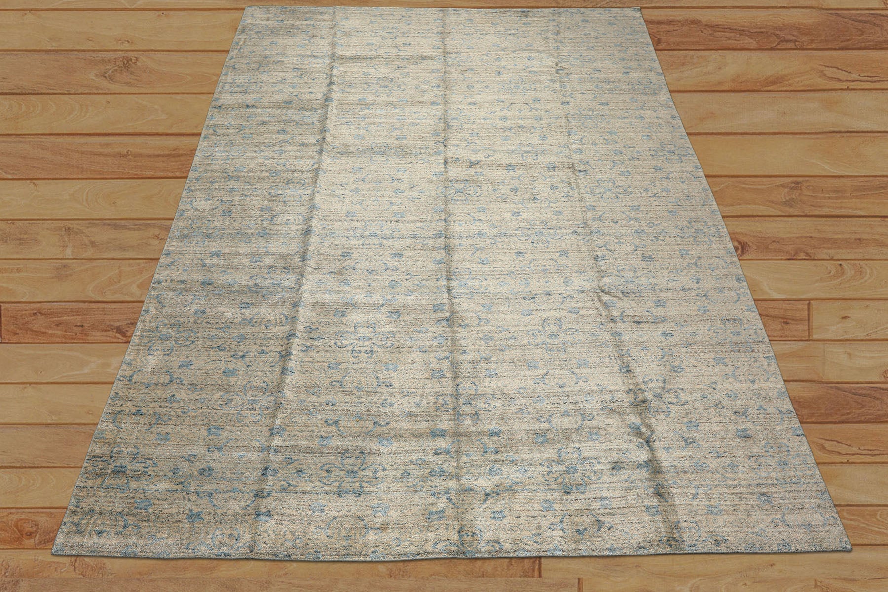 9x12 Gray, Beige, Aqua Color Hand Loomed Tibetan Wool Transitional Oriental Rug