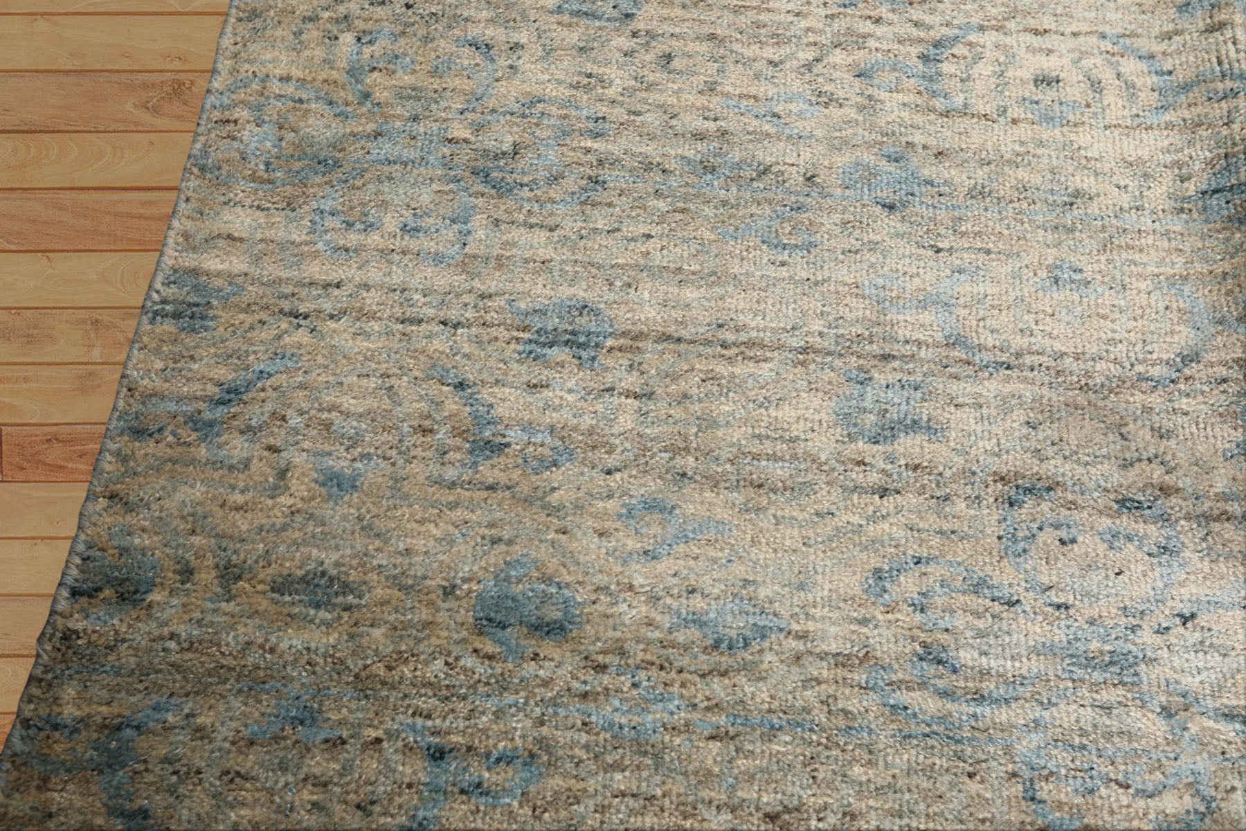 9x12 Gray, Beige, Aqua Color Hand Loomed Tibetan Wool Transitional Oriental Rug