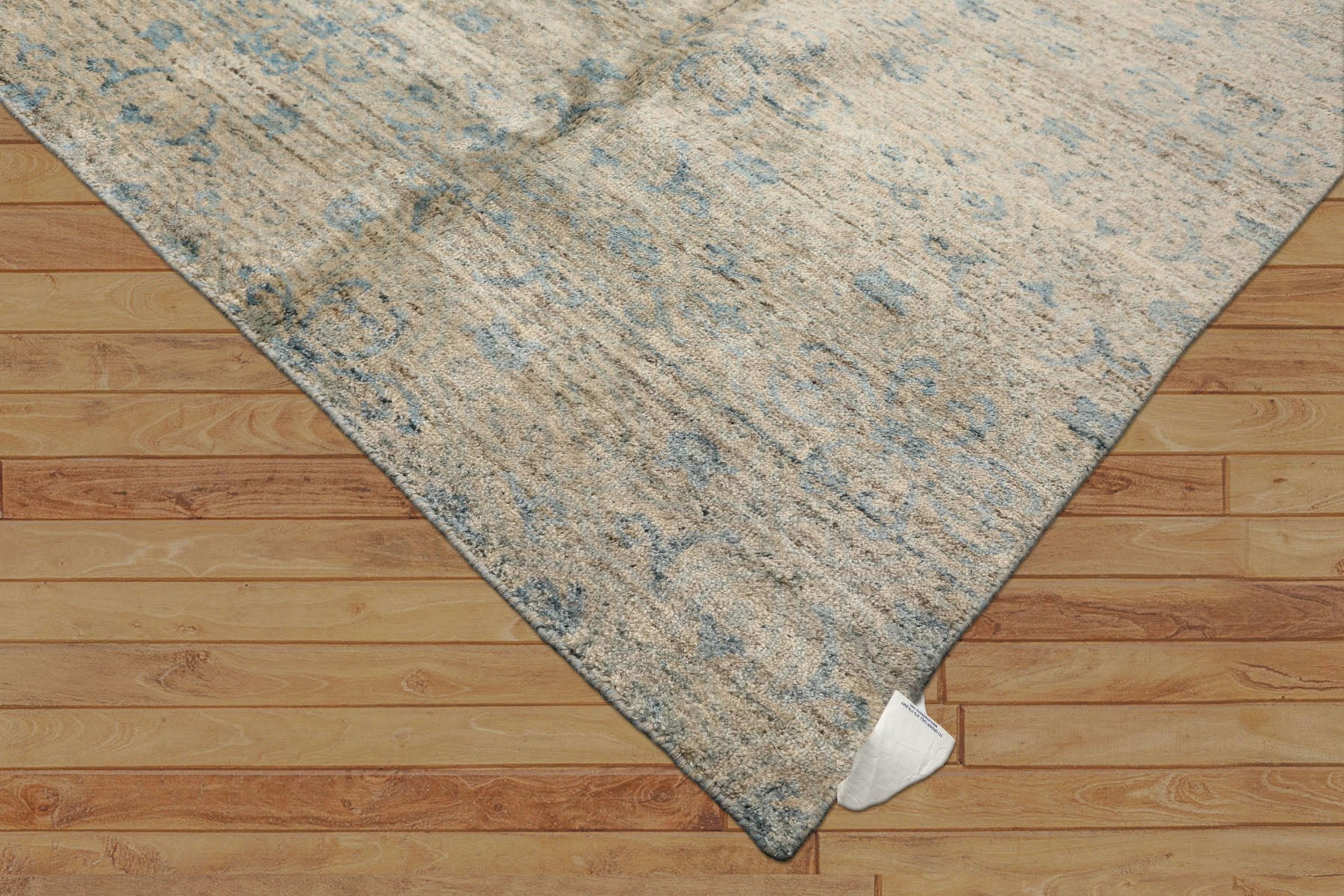 9x12 Gray, Beige, Aqua Color Hand Loomed Tibetan Wool Transitional Oriental Rug