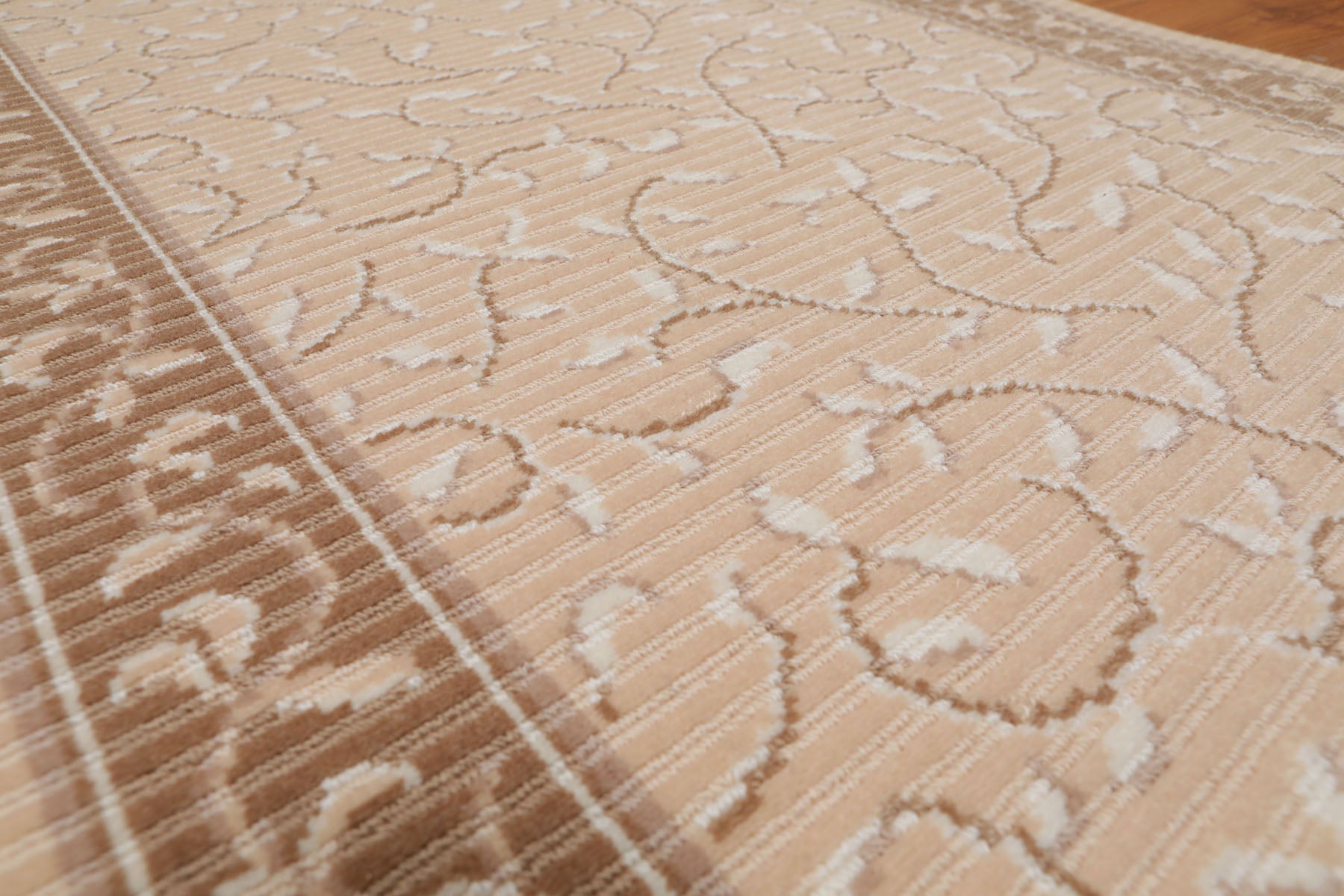 Runner Taupe, Beige, Brown Color Machine Made Floral 100% Wool Traditional Oriental Rug