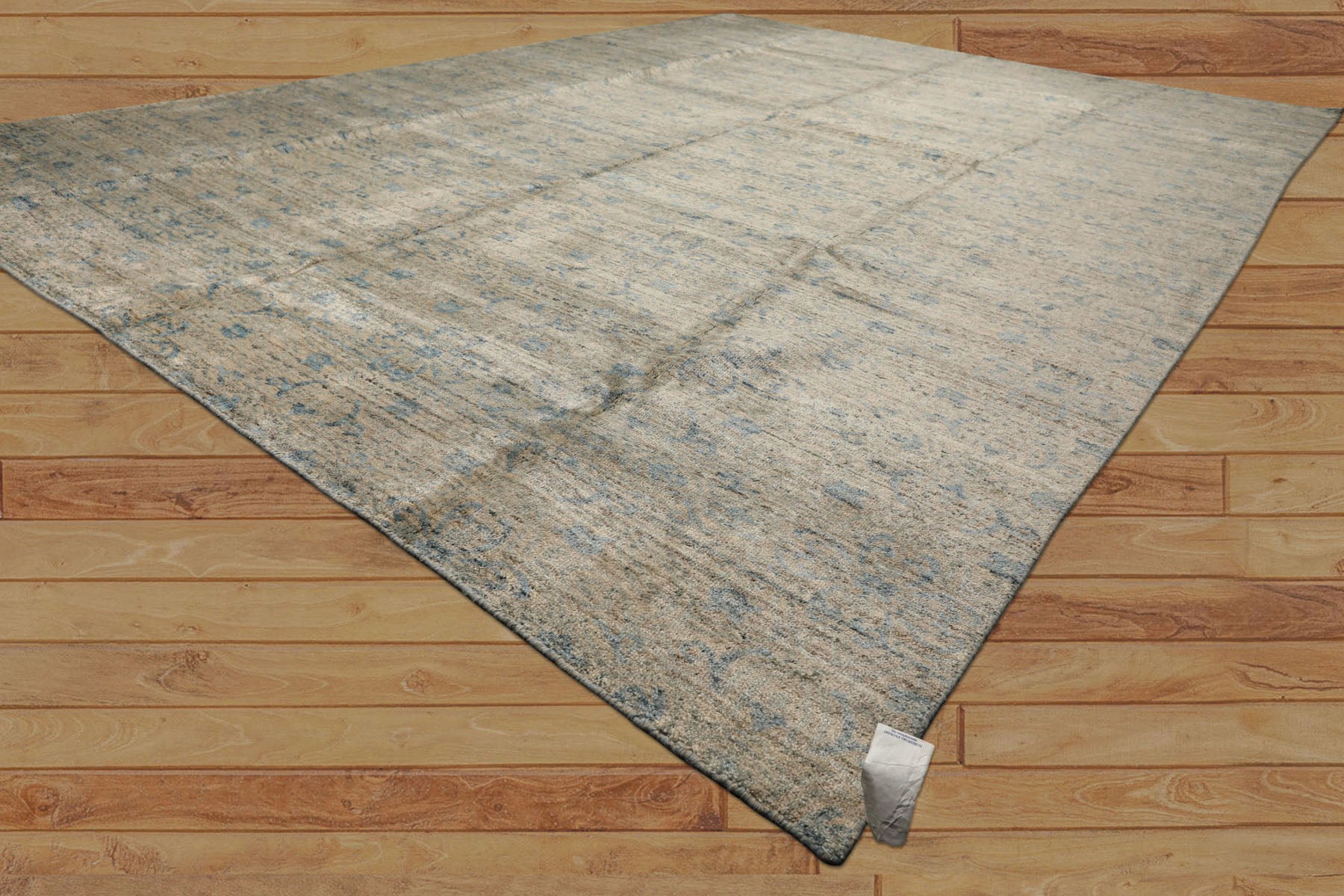 9x12 Gray, Beige, Aqua Color Hand Loomed Tibetan Wool Transitional Oriental Rug