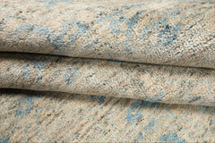 9x12 Gray, Beige, Aqua Color Hand Loomed Tibetan Wool Transitional Oriental Rug