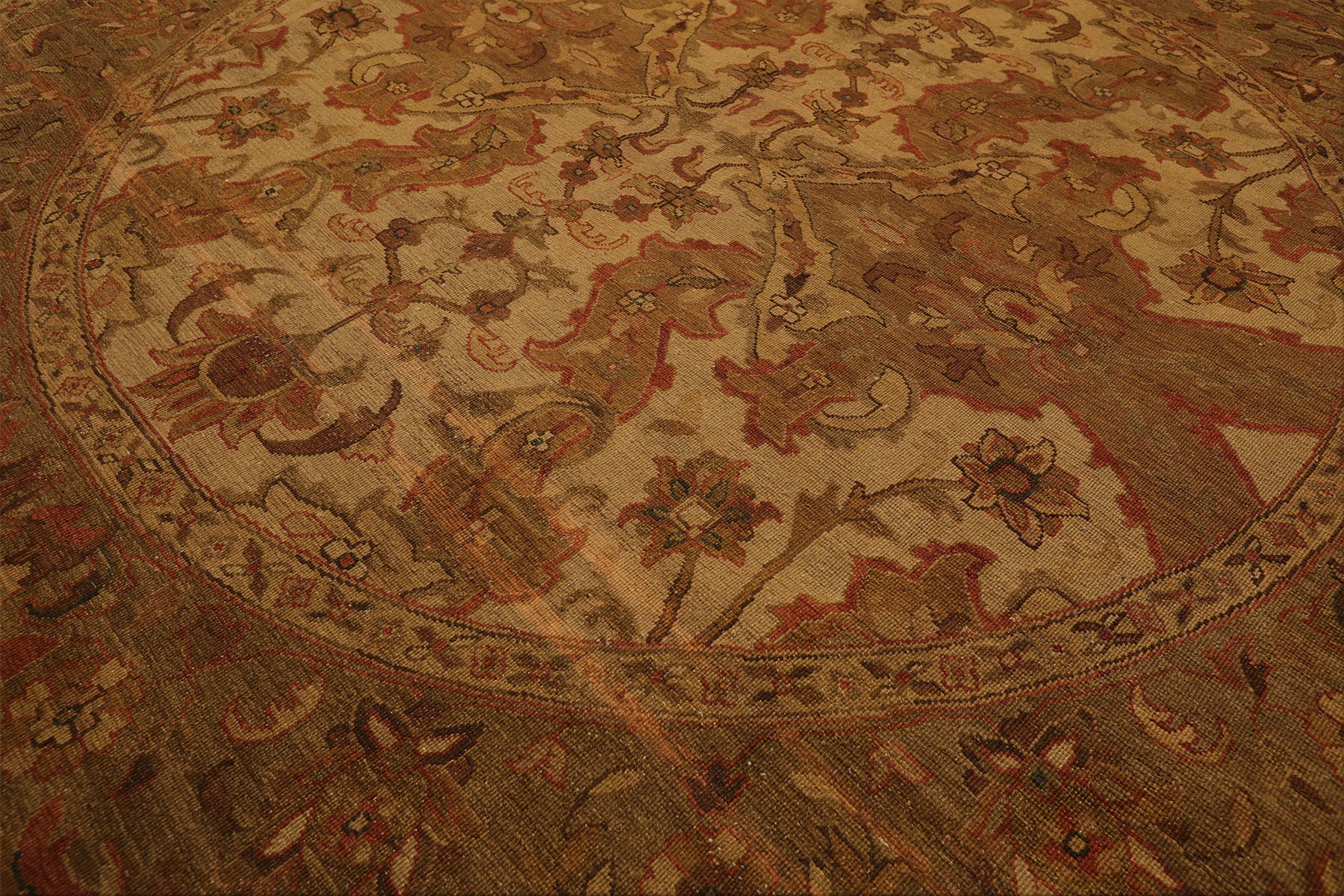 8 Round Tan, Sage, Rust Color Hand Knotted Soumak Wool Traditional Oriental Rug