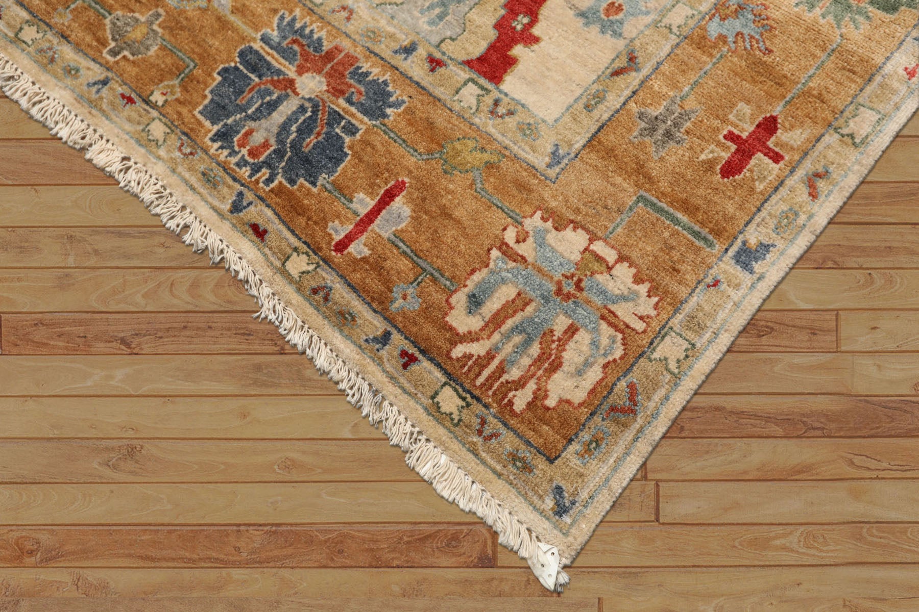 6x9 Beige, Peach, Blue Color Hand Knotted Oushak Wool Traditional Oriental Rug