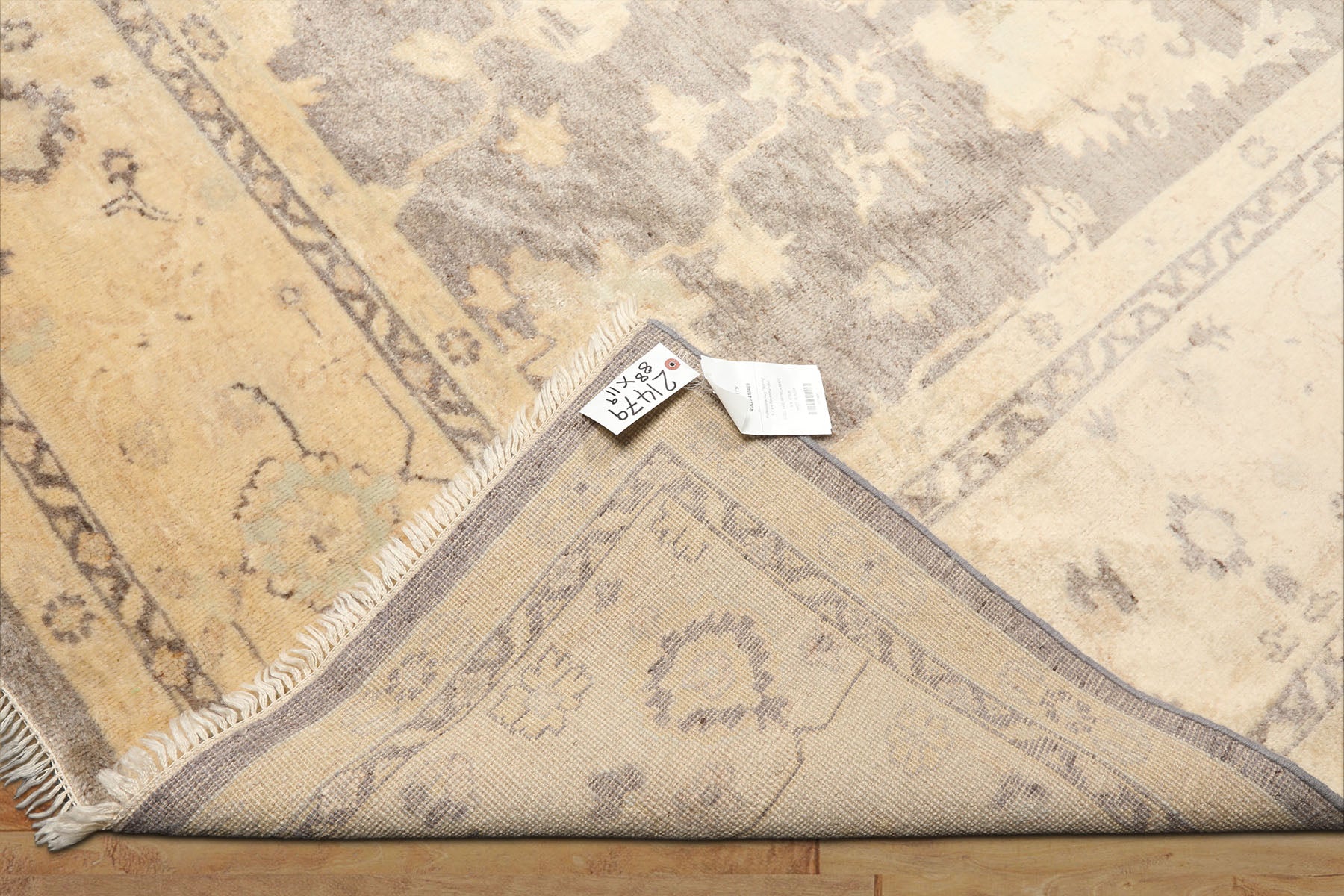 9x12 Taupe, Ivory, Gray Color Hand Knotted Oushak New Zealand Wool Transitional Oriental Rug
