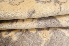 9x12 Taupe, Ivory, Gray Color Hand Knotted Oushak New Zealand Wool Transitional Oriental Rug
