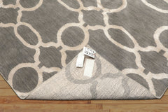 Multi Size Gray Silver Color Hand Loomed Tibetan Wool & Bamboo Silk Transitional Oriental Rug