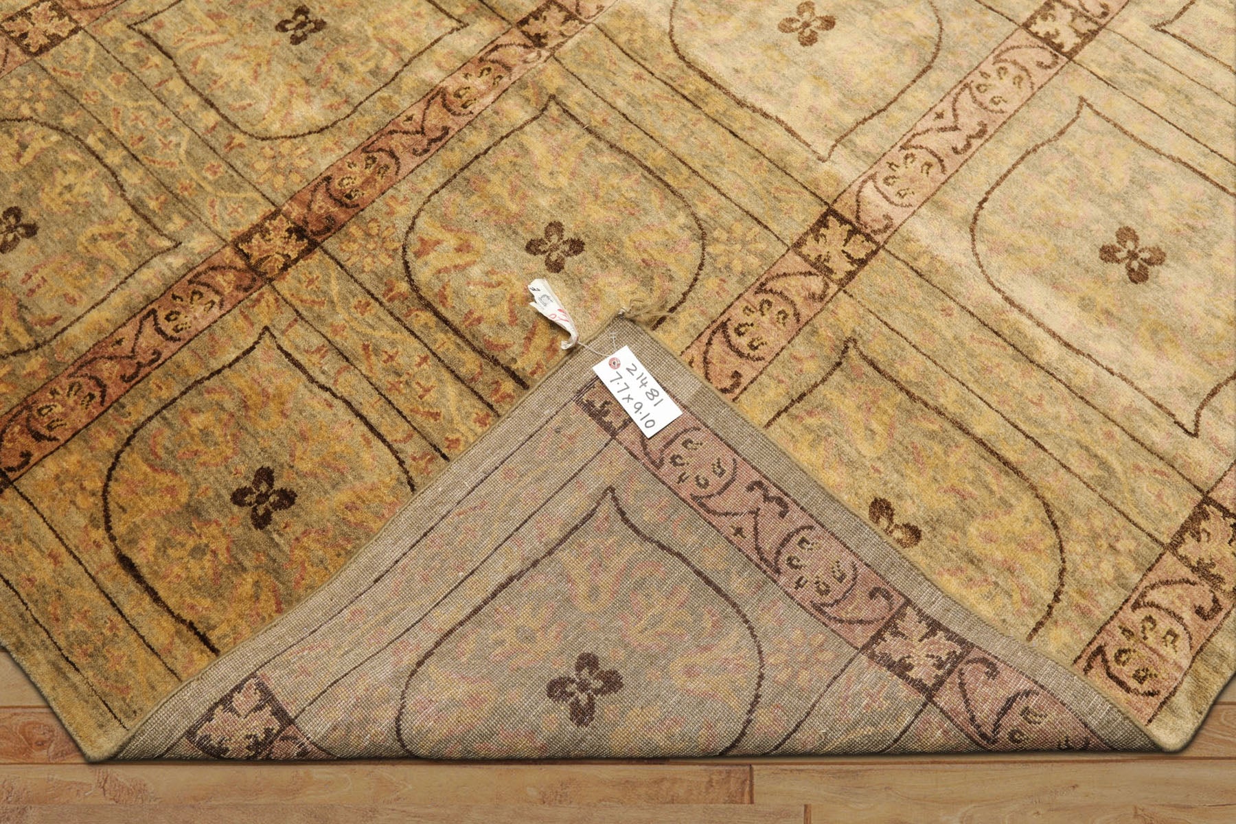8x10 Moss, Gold, Blush Color Hand Knotted Tibetan Wool Transitional Oriental Rug