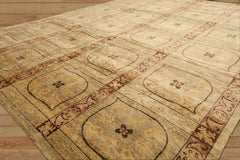 8x10 Moss, Gold, Blush Color Hand Knotted Tibetan Wool Transitional Oriental Rug