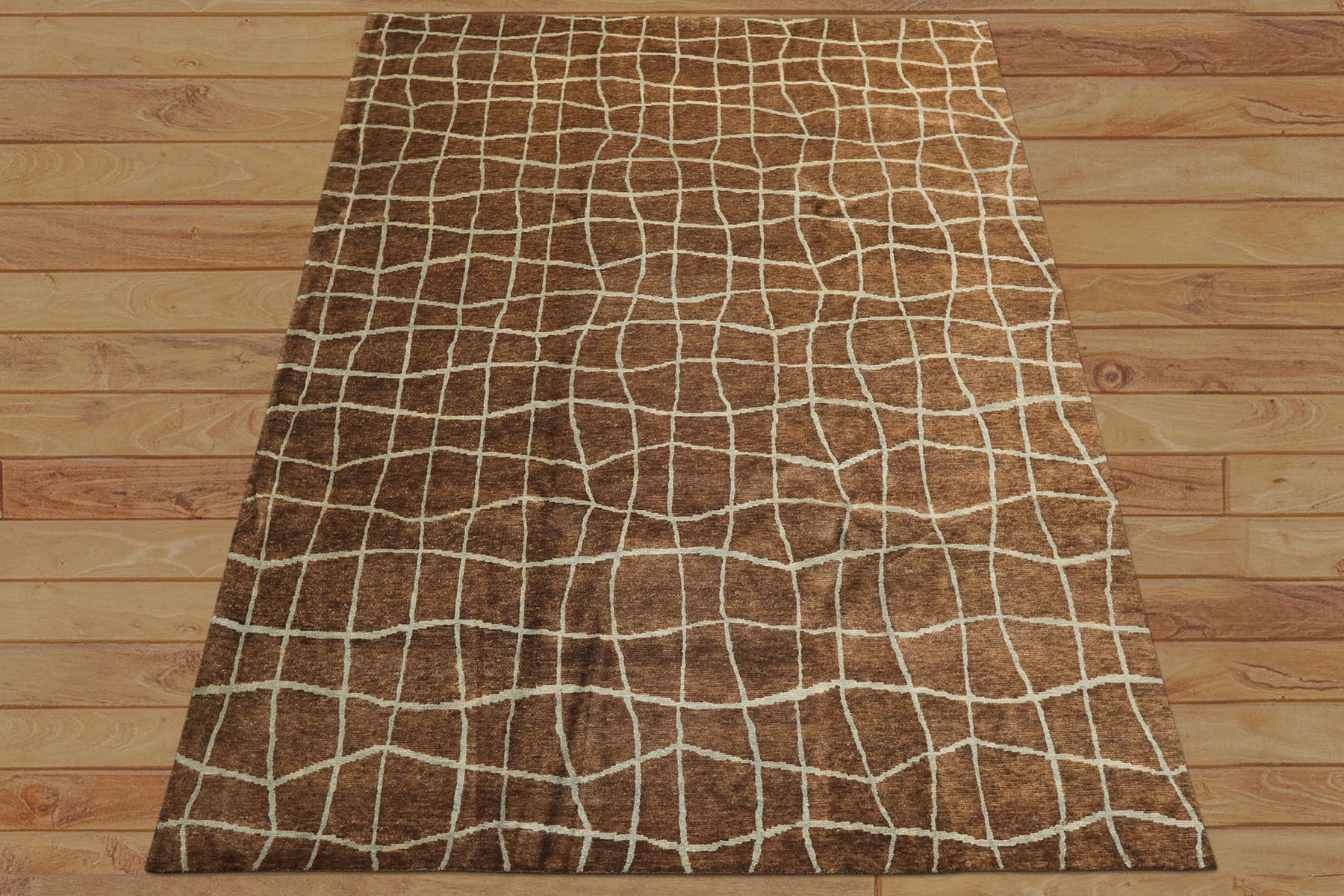 8x10 Brown, Aqua, Color Hand Knotted Tibetan Wool Modern & Contemporary Oriental Rug