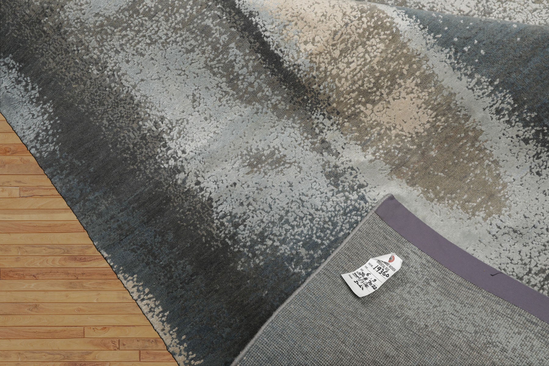 6x9 Gray, Beige, Blue Color Hand Knotted Sherpa Wool and Silk Modern Oriental Rug