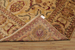 10x14 Gold, Burgundy, Sage Color Hand Knotted All-Over 100% Wool Traditional Oriental Rug