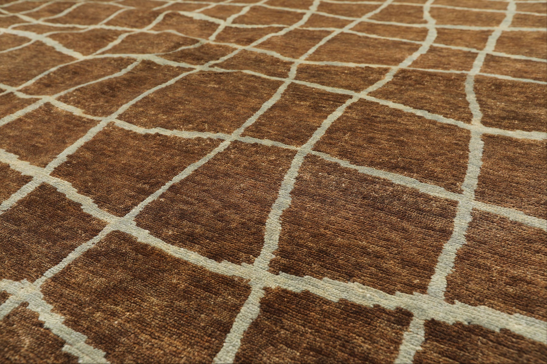 8x10 Brown, Aqua, Color Hand Knotted Tibetan Wool Modern & Contemporary Oriental Rug