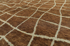 8x10 Brown, Aqua, Color Hand Knotted Tibetan Wool Modern & Contemporary Oriental Rug