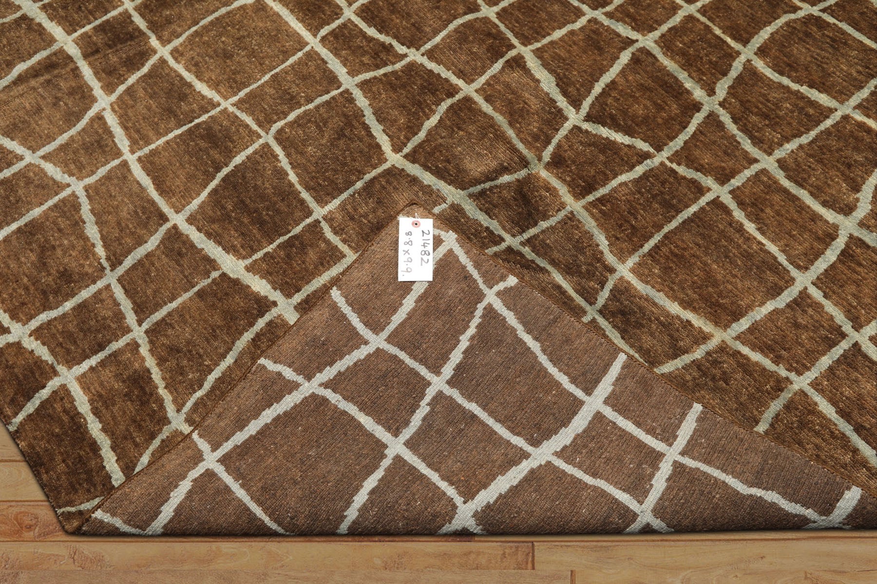 8x10 Brown, Aqua, Color Hand Knotted Tibetan Wool Modern & Contemporary Oriental Rug