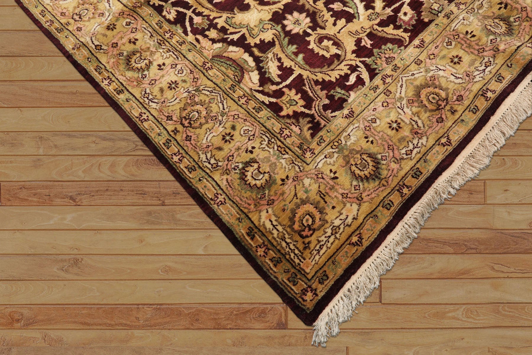 6x9 Maroon, Gold, Sage Color Hand Knotted Agra New Zealand Wool Traditional Oriental Rug